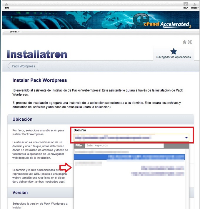 Crear blog en wordpress con cPanel paso 2
